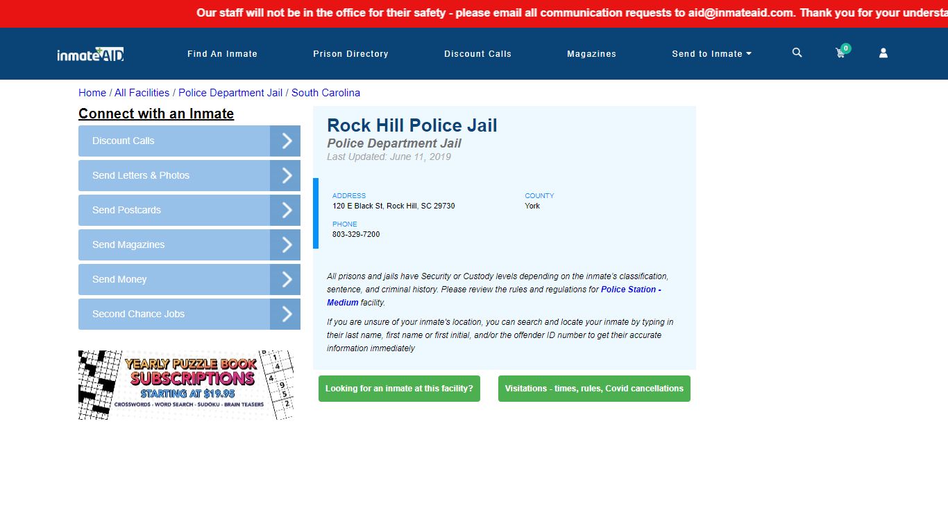 Rock Hill Police Jail & Inmate Search - Rock Hill, SC